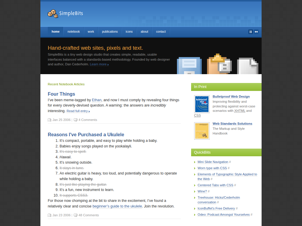 Screenshot of simplebits.com in 2006