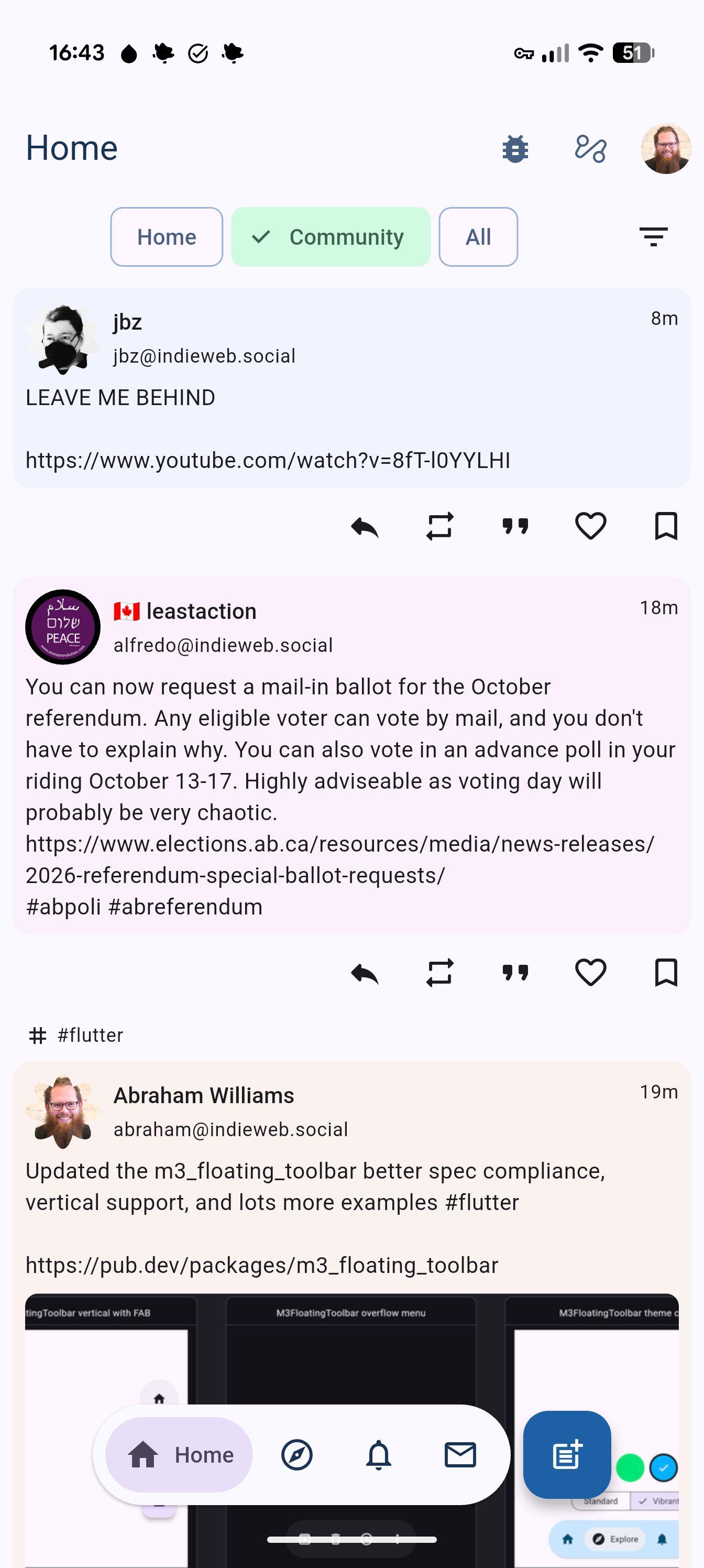 A mobile social media feed displaying posts from various users.