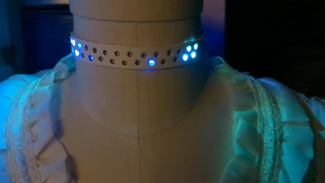 Choker with LED lights blinking, on a dressform