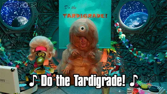 A gif of the MST3K gang singing Do the Tardigrade!