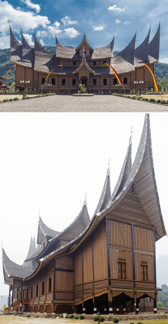 Pagaruyung Palace is the royal palace of the former Pagaruyung Kingdom, built in the 17th century CE and located in West Sumatra in Indonesia. The palace was built in the traditional Minangkabau Rumah Gadang vernacular architectural style [1440x2771]