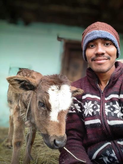 Selfie with a calf.
