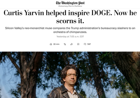 Curtis Yarvin helped inspire DOGE. Now he scorns it.