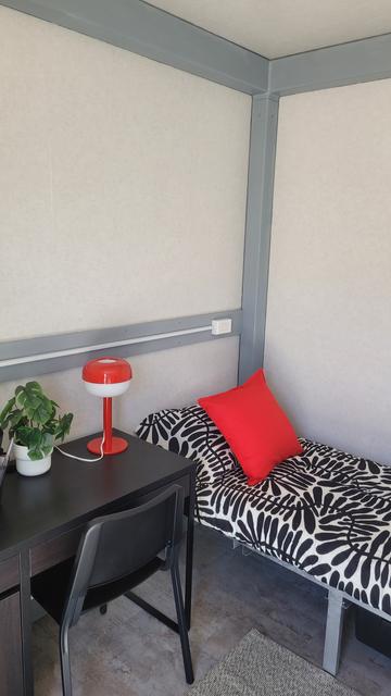 Inside of a shelter, Ikea furniture