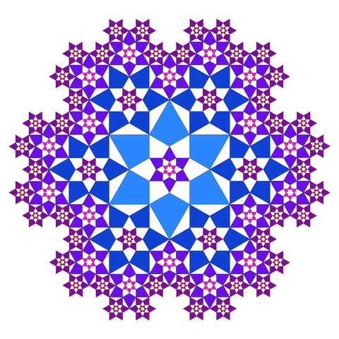 A subfractal tiling made with kites arranged in groups of 6 forming a hexagonal structure.