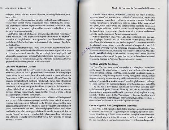 Pages 58-59 of my Accordion Revolution book on Galla-Rini and his growing up in vaudeville after his father called for him all the way across the country by himself to join the group at age 7. And he never stopped performing until 98 years later. 

(In the margins I’ve written in a correction fixing his year of death to 2006 instead of 1986.)

If you’re visually impaired and it would help, contact me for a free ebook copy of my book.