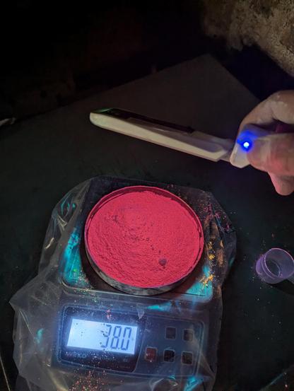 The pink I got from mixing red and purple- 38 grams worth