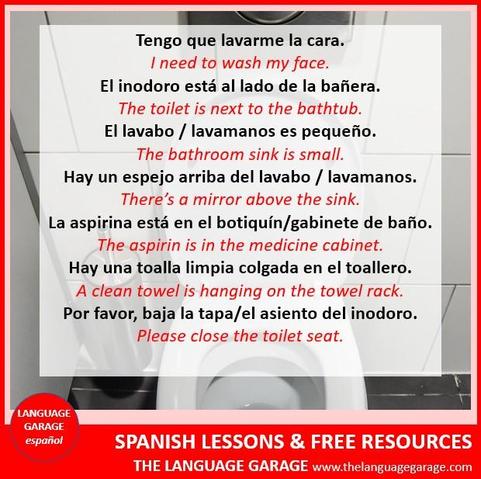 Spanish vocabulary related to the bathroom, image of a toilet