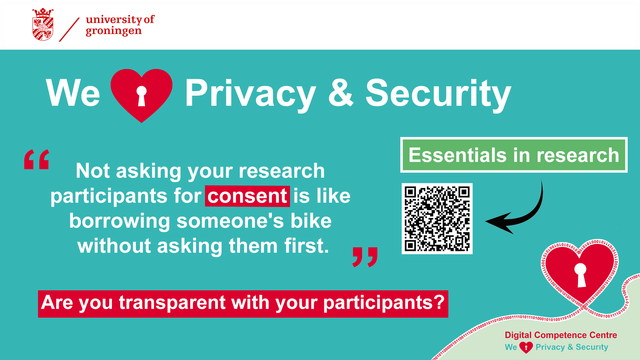 Privcay & Security in Research: Not asking your research participants for consent is like borrowing someone’s bike without asking them first.