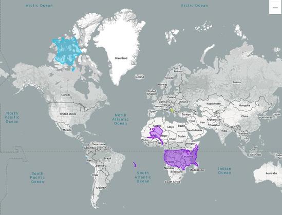 True size comparison: a very large country sits in the north of Canada in blue: it's France, only one part of Europe. On the African content are two parts in purple, alltogether much smaller than Africa. It's the USA with Alaska. Source: thetruesize.com Using the Mercator Projection it shows how distorted we see the world.