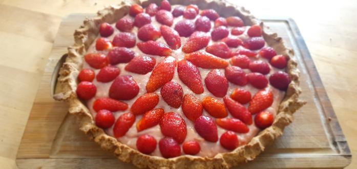 Photo d'une tarte aux fraises.