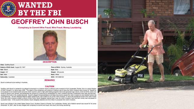 Australian man Geoffrey John Busch on FBI’s most wanted list has been living freely in Sydney for nearly two decades