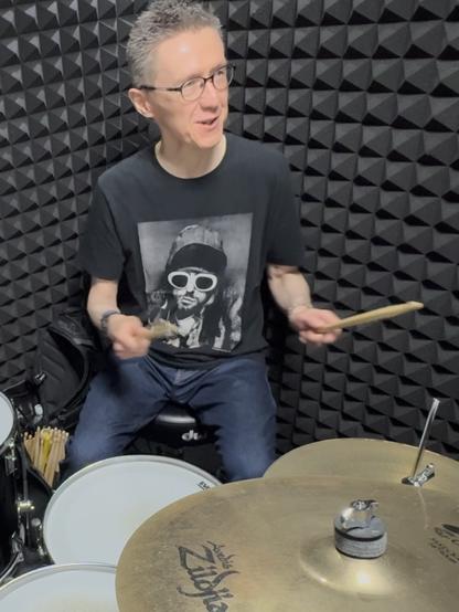At today’s drumming lesson.