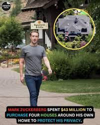 Facebook head Mark Zuckerberg himself invested almost $50 million to buy out nearby neighbors in one Palo Alto neighborhood to preserve his personal privacy.