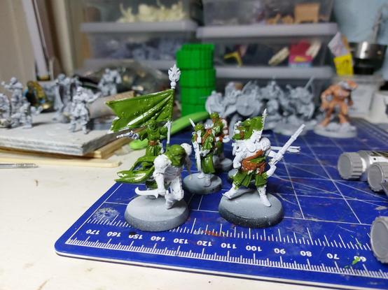 Handful of French crusade positions with green and brown paint on.