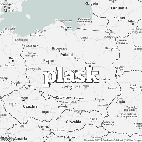 Map of Poland overlaid with "plask".