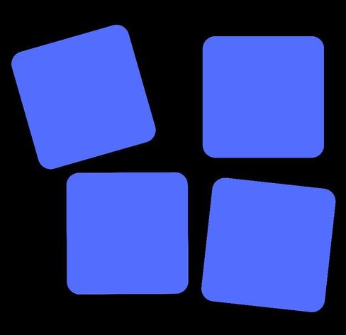 4 blue boxes, with one falling off the top.