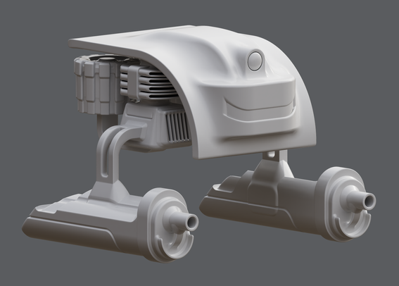 A 3D sci-fi war drone concept model in progress.