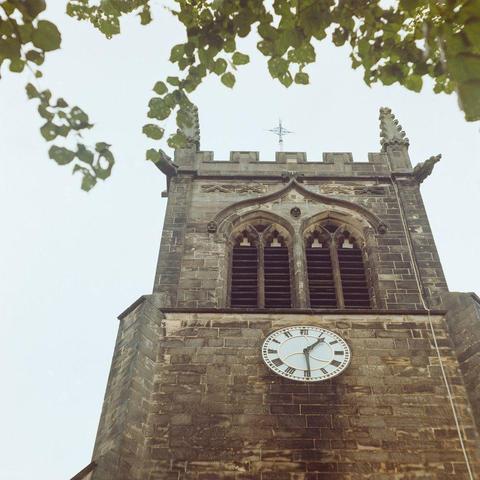 old church with clock tower