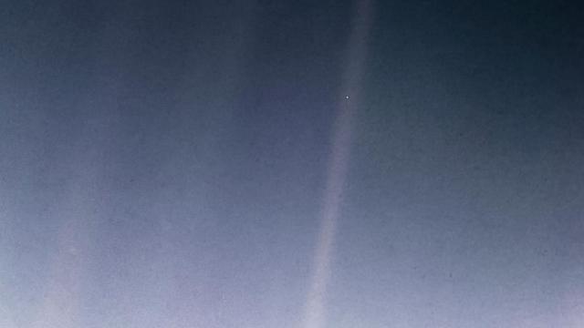 Image of Earth from Voyager 1 beyond Neptune and about 3.7 billion miles (6 billion kilometers) from the Sun.

“Look again at that dot. That's here. That's home. That's us. On it everyone you love, everyone you know, everyone you ever heard of, every human being who ever was, lived out their lives. The aggregate of our joy and suffering, thousands of confident religions, ideologies, and economic doctrines, every hunter and forager, every hero and coward, every creator and destroyer of civilization, every king and peasant, every young couple in love, every mother and father, hopeful child, inventor and explorer, every teacher of morals, every corrupt politician, every "superstar," every "supreme leader," every saint and sinner in the history of our species lived there-on a mote of dust suspended in a sunbeam.

(...)

Our posturings, our imagined self-importance, the delusion that we have some privileged position in the Universe, are challenged by this point of pale light. Our planet is a lonely speck in the great enveloping cosmic dark. In our obscurity, in all this vastness, there is no hint that help will come from elsewhere to save us from ourselves.

The Earth is the only world known so far to harbor life. There is nowhere else, at least in the near future, to which our species could migrate. Visit, yes. Settle, not yet. Like it or not, for the moment the Earth is where we make our stand.


― Carl Sagan, Pale Blue Dot: A Vision of the Human Future in Space