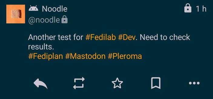 Screenshot of a message containing three hashtags at its bottom.