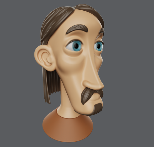 Progress impression of a stylized 3D head model in the SDF Modeler editor.