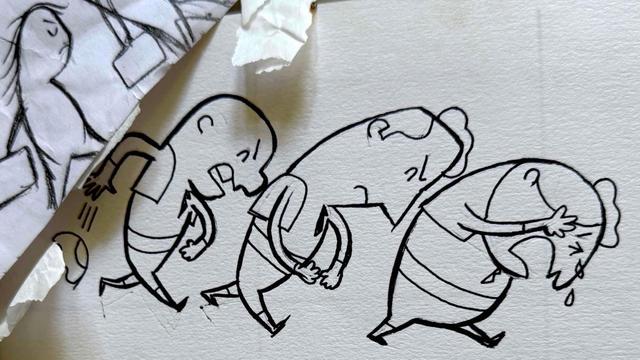Initial drawings of a group from Eager Beaver, by Woodrow Phoenix