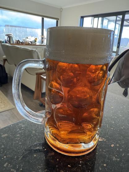 500ml Maß of amber beer with 3cm head