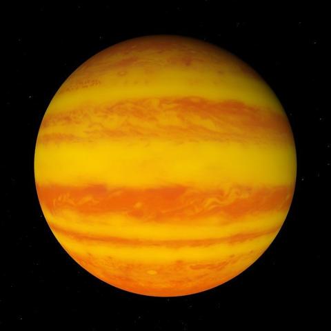 A computer-generated representation of the HAT-P-32 b exoplanet.