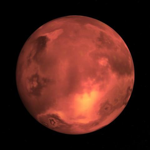 A computer-generated representation of the Kepler-1559 b exoplanet.