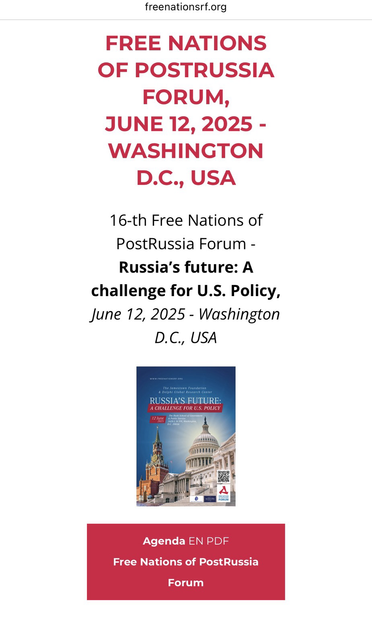 Screenshot from the website of The Free Nations of Post-Russia Forum.