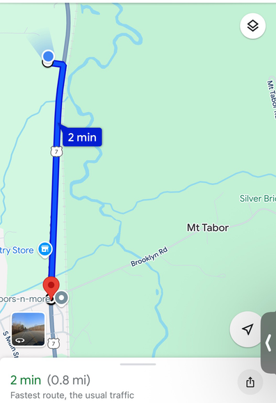 Map showing the distance to a No Kings event that spring up just three days ago. In a town of population of 210, 32 folks have preregistered. It’s amazing because it’s less than a mile from my house, but even more so because hikers are coming down the mountain from the adjacent Long/Appalachian Trail to attend! My mind is blown. Genuinely love my state.