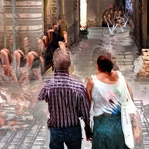 Barcelona digital edited street photography, made with the GNU Image Manipulation Program + G'MIC-Qt filters.