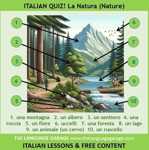 Italian vocabulary quiz, image of a person walking in nature