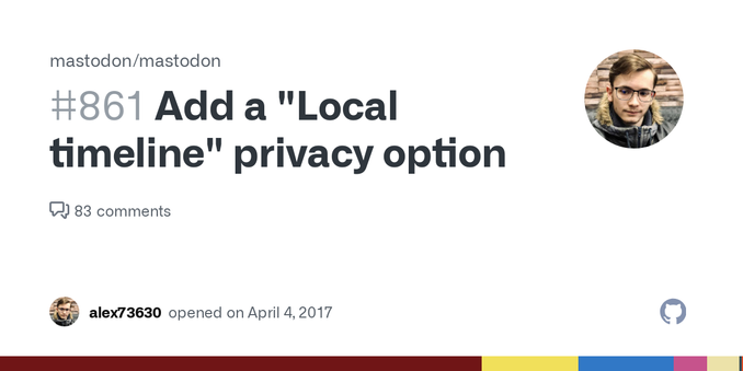 It would be useful for instance admins to send toots only to instance users. It would look like this: Is it possible in Mastodon ? I searched or browsed the repo’s other issues to ensure this is no...