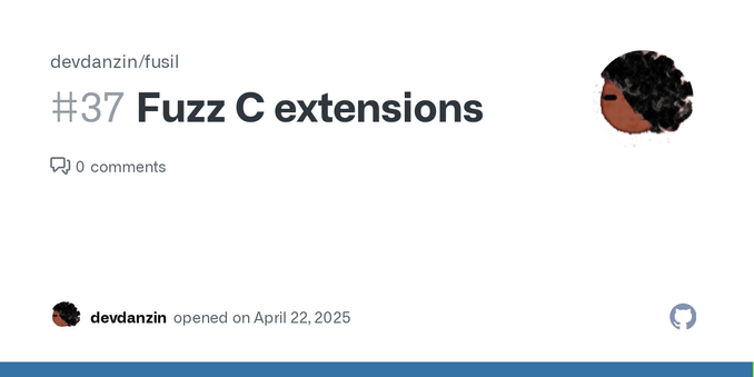 fusil can find crashes in external C extensions. This issue records which have been fuzzed, results, and a list of possible candidates. Asking maintainers of each package beforehand whether there i...