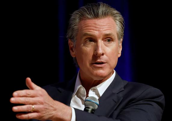 California Gov. Gavin Newsom speaks at East Los Angeles College on February 26, 2025, in Monterey Park, California.