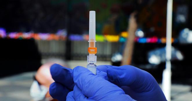 A flu vaccine at a mobile vaccination and testing clinic in San Francisco in 2020.