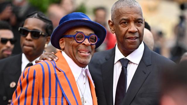 CANNES, FRANCE - MAY 19: Spike Lee and Denzel Washington attends the "Highest 2 Lowest" red carpet at the 78th annual Cannes Film Festival at Palais des Festivals on May 19, 2025 in Cannes, France. (Photo by Stephane Cardinale - Corbis/Corbis via Getty Images)