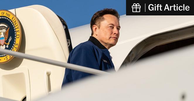 Elon Musk boarding Air Force One in March.