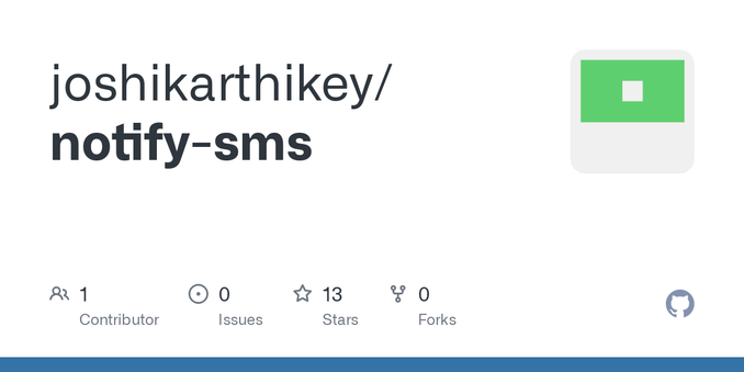 Contribute to joshikarthikey/notify-sms development by creating an account on GitHub.