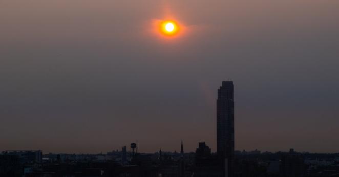 Views of Manhattan from the Lower East Side as smoke rolled into the New York City area on Wednesday morning. 