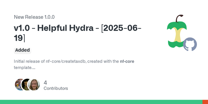 Added
Initial release of nf-core/createtaxdb, created with the nf-core template.
Adds database building support for the following tools:

(Primarily) nucleotide based

Bracken (added by @alxndrdiaz...