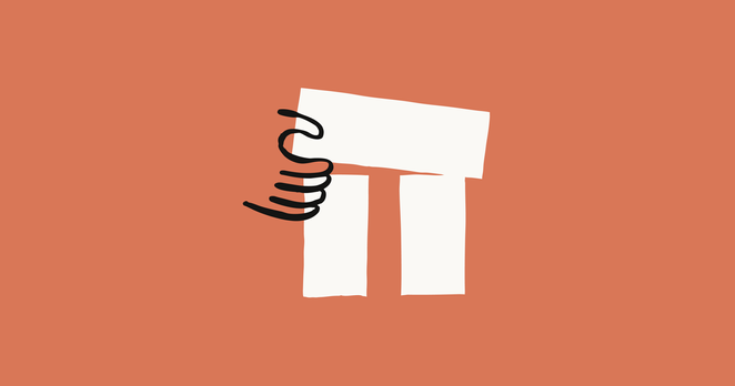 A minimalist illustration on an orange background showing a black line-drawn hand gripping a white classical architectural column. A minimalist illustration on an orange background showing a black line-drawn hand gripping a white classical architectural column.