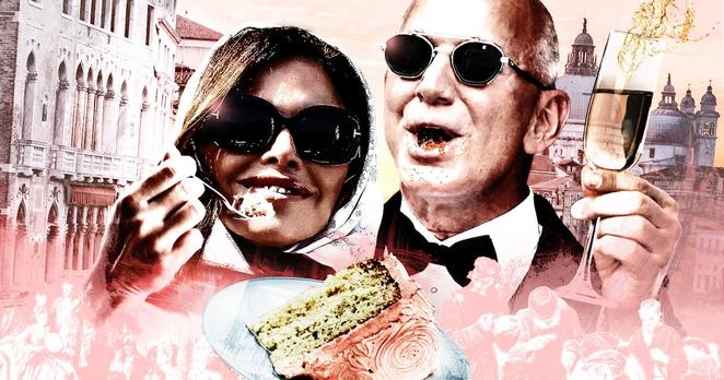 Lauren Sánchez and Jeff Bezos's wedding in an ad for socialism.