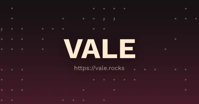 The name ‘VALE’ with the link ‘https://vale.rocks’ written under it.