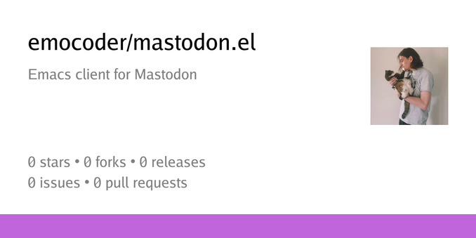 Summary card of repository emocoder/mastodon.el