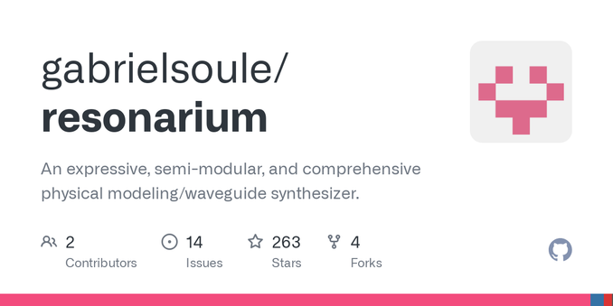 An expressive, semi-modular, and comprehensive physical modeling/waveguide synthesizer.  - GitHub - gabrielsoule/resonarium: An expressive, semi-modular, and comprehensive physical modeling/wavegui...
