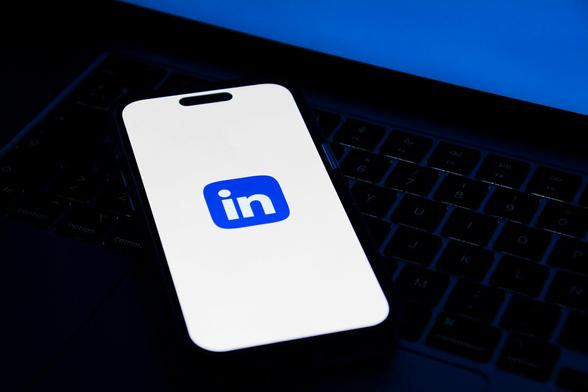 LinkedIn logo on a smartphone