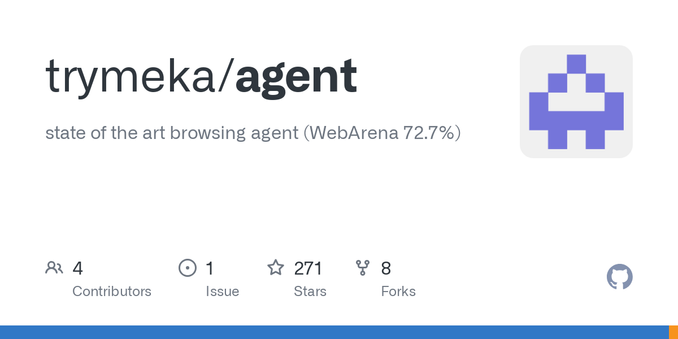 state of the art browsing agent (WebArena 72.7%). Contribute to trymeka/agent development by creating an account on GitHub.